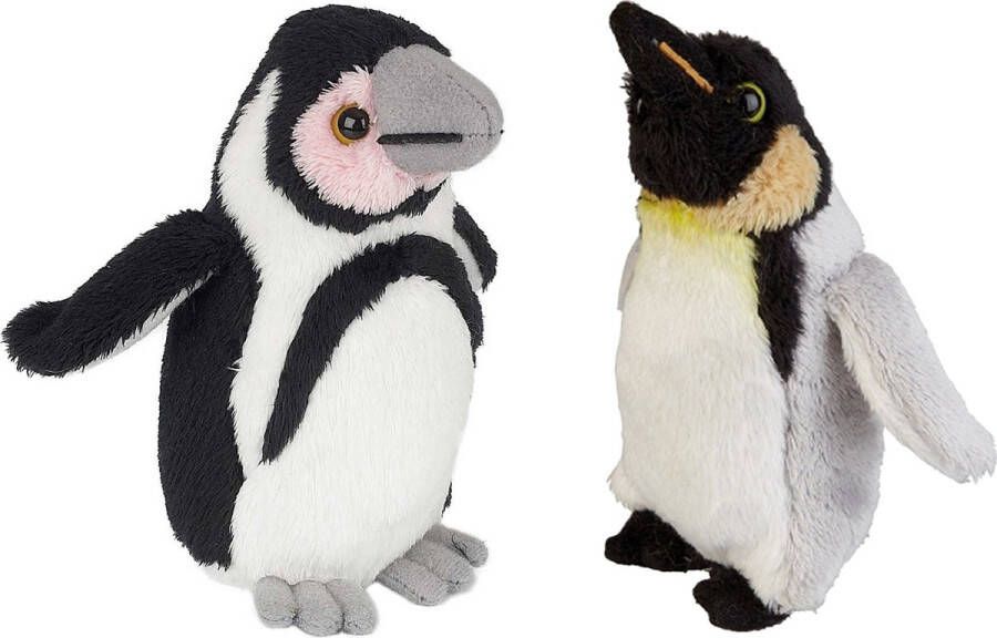 Ravensden Zuidpool serie pluche knuffels 2x stuks Pinguin met kuiken van 15 cm Vogel knuffels