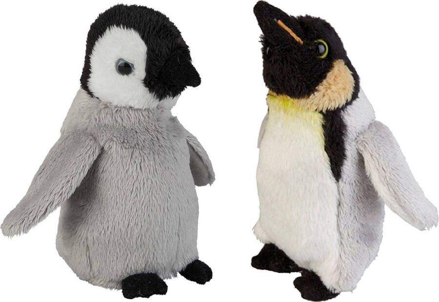 Ravensden Zuidpool serie pluche knuffels 2x stuks Pinguin met kuiken van 15 cm Vogel knuffels