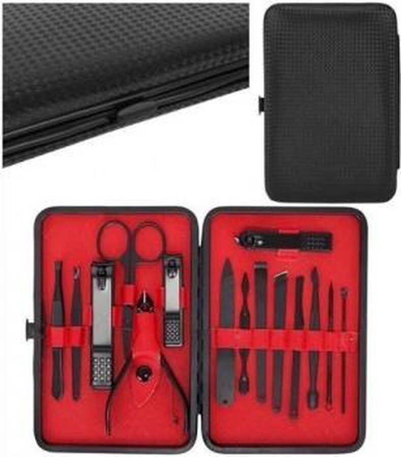 Ravigo Manicure Set Pedicure Set Nagelknipper- 15-Delige RVS Nagel Verzorging Set Nagelschaar Etui Epileer Pincet