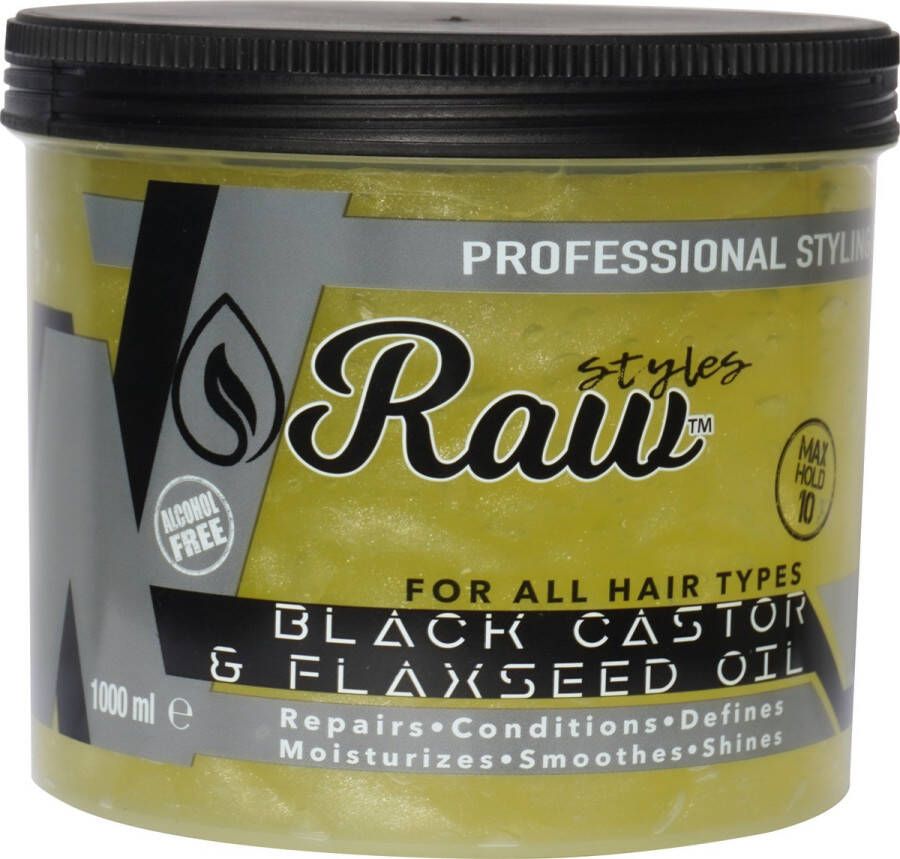 Raw Black Castor & Flaxeed Oil Styling Gel 1000ml