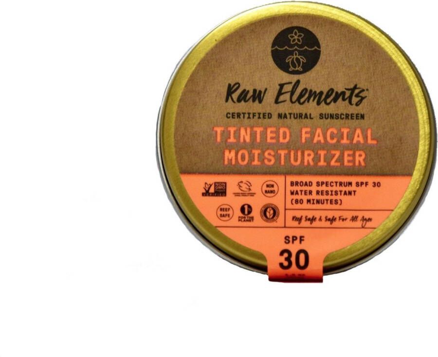 Raw Elements Natuurijke Getinte Gezichtscreme SPF 30 Blik Plastic vrij