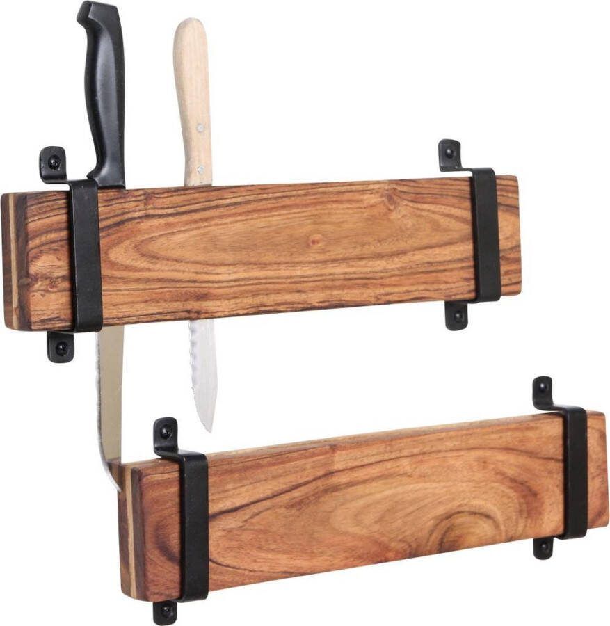 Raw Materials Acaciahouten Messenblok Messenhouder Set van 2 Acacia hout