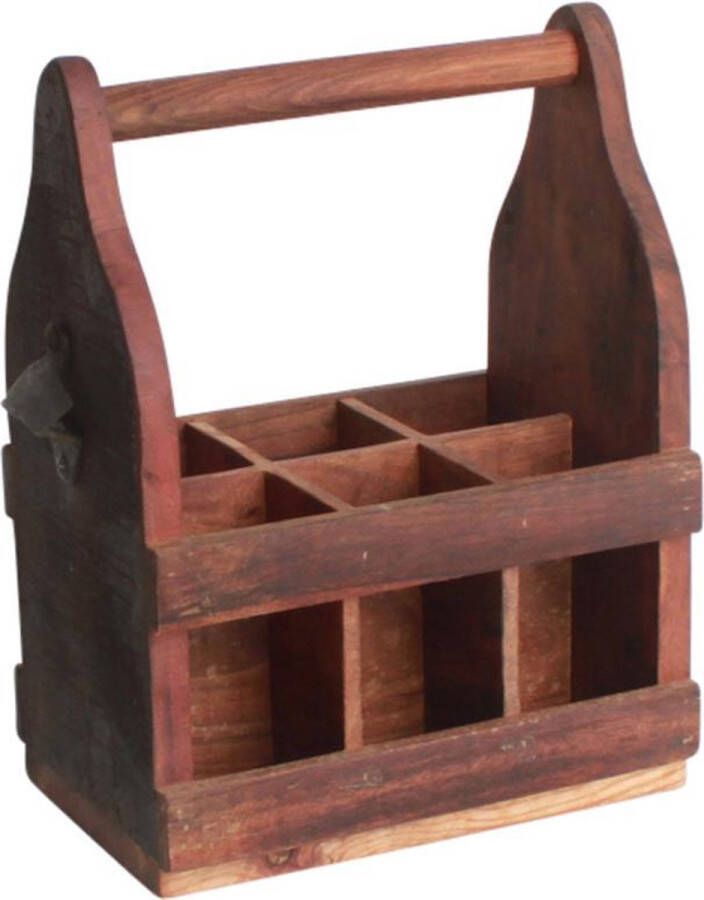 Raw Materials Factory flessenrek – Opbergbox 6 vakken – Gerecycled hout