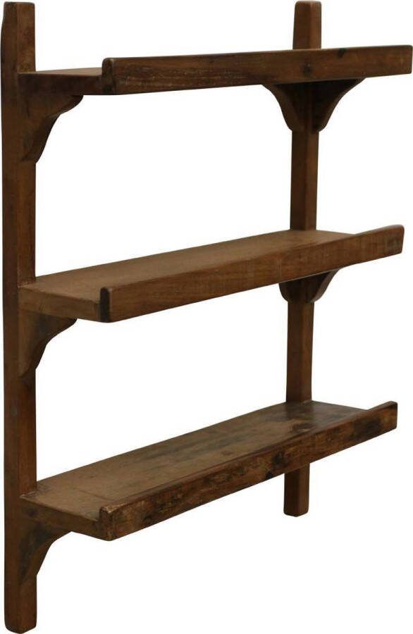 Raw Materials Factory wandrek- 3 planken Gerecycled hout Kruidenrek 50x16x64 cm