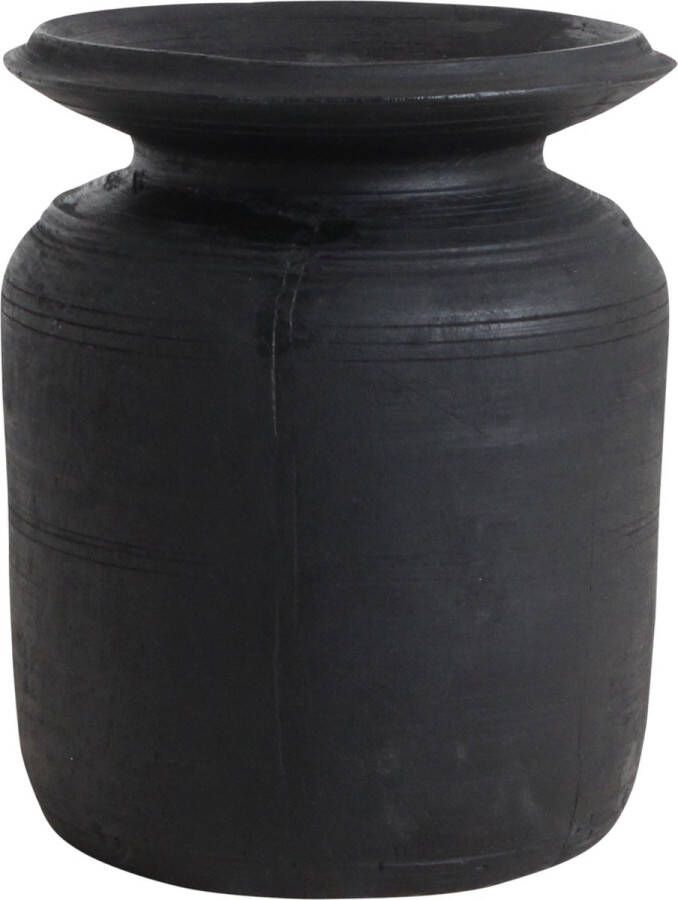 Raw Materials Neck pot uit Nepal Large Zwart Vaas 20x20x38 cm