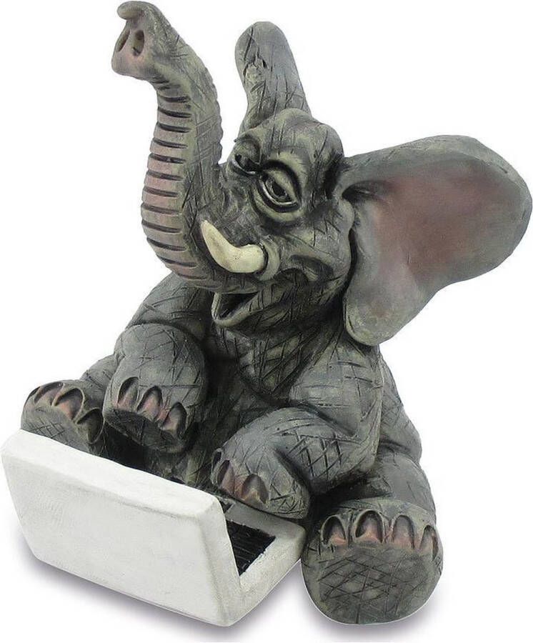 Rawa Geschenken grappige beelden collectie Facebook olifant achter laptop typende olifant grappige beeldje 7.5 cm hoog – polyresin