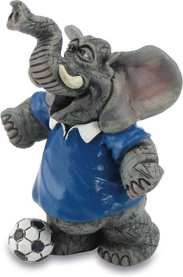 Rawa Geschenken grappige beelden collectie voetbal kampioen olifant sportieve olifant olifant voetballer grappige beeldje 9 cm hoog – polyresin