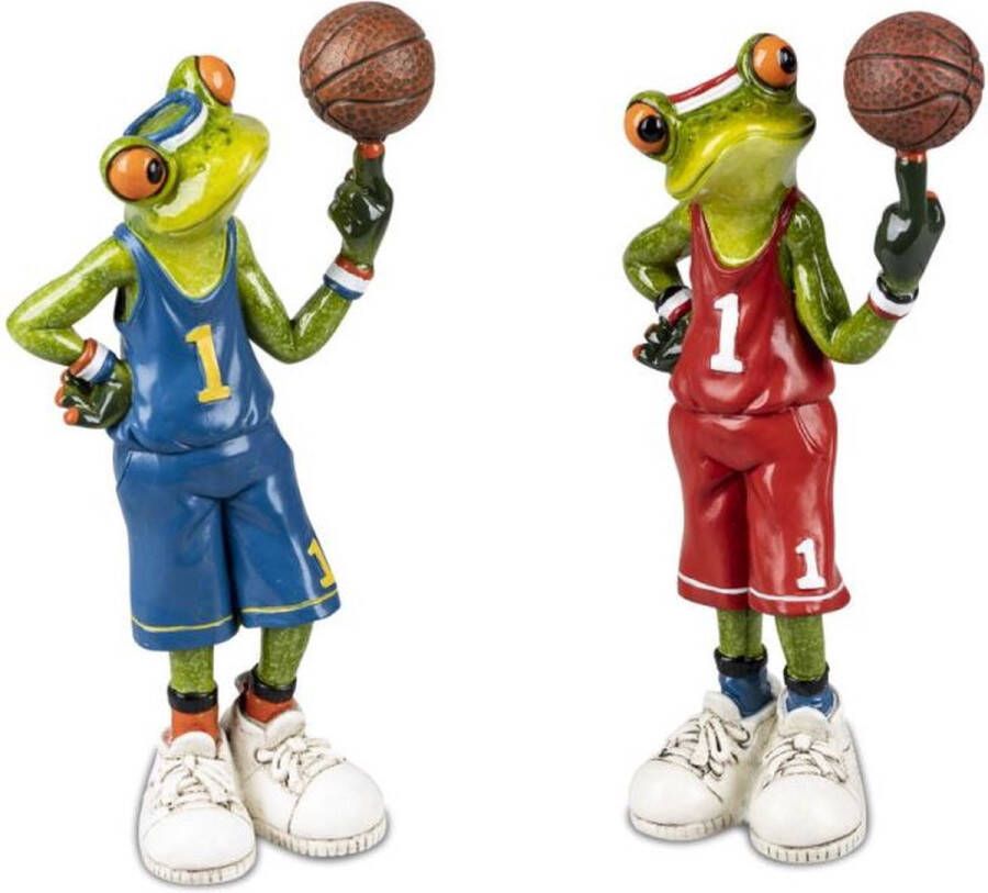 Rawa Geschenken Kikkerbeeldje basketbal topper 18cm kunsthars willekeurige kleur sportbeeldjes