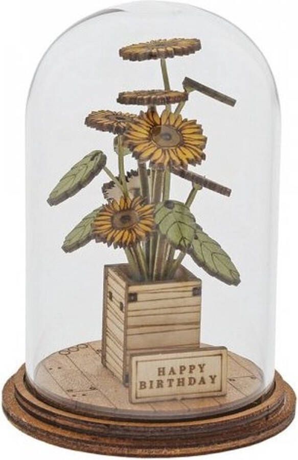 Rawa Geschenken Stolp HAPPY BIRTHDAY vintage miniatuur stolp miniatuur decoratieve handgemaakt kunstwerkje glas 8.5x5x5