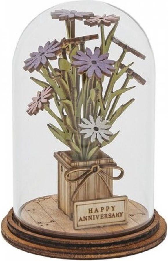 Rawa Geschenken Stolp Jubileum bloemen vintage miniatuur stolp miniatuur decoratieve handgemaakt kunstwerkje glas 8.5x5x5