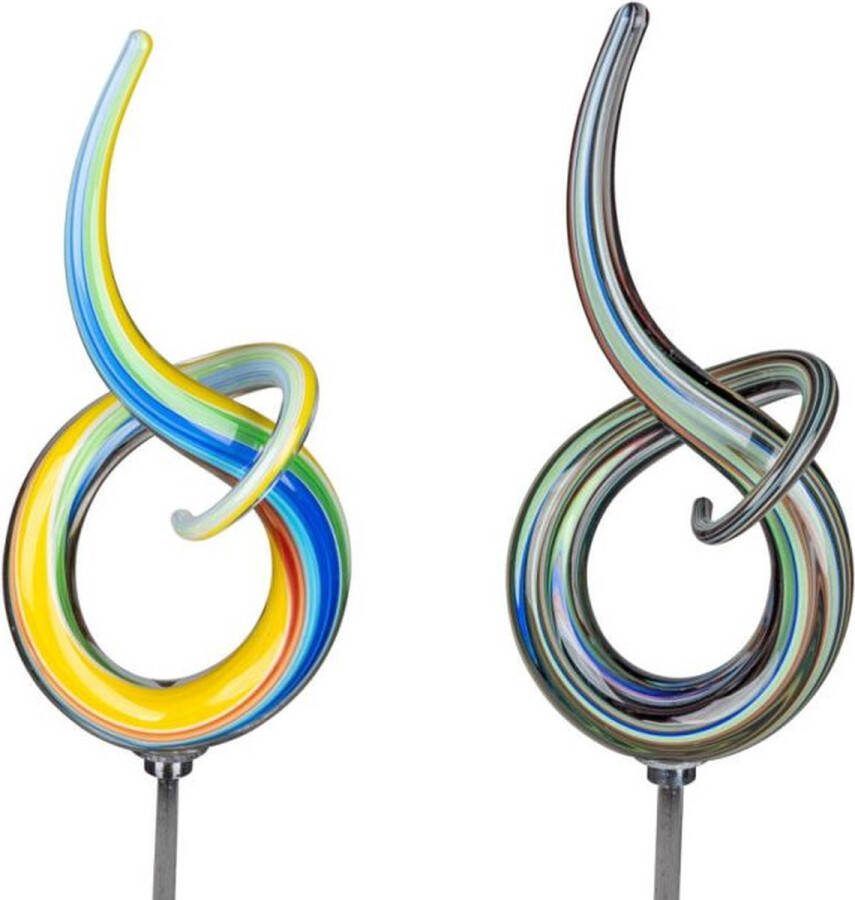 Rawa Geschenken tuinsteker glas perfect mond geblazen- 1 willekeurige kleur 139 cm incl staaf glasdecoratie tuin
