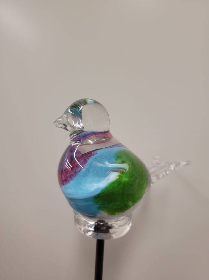 Rawa Geschenken Tuinsteker vogel van glas 50 cm hoog multi tuindecoratie