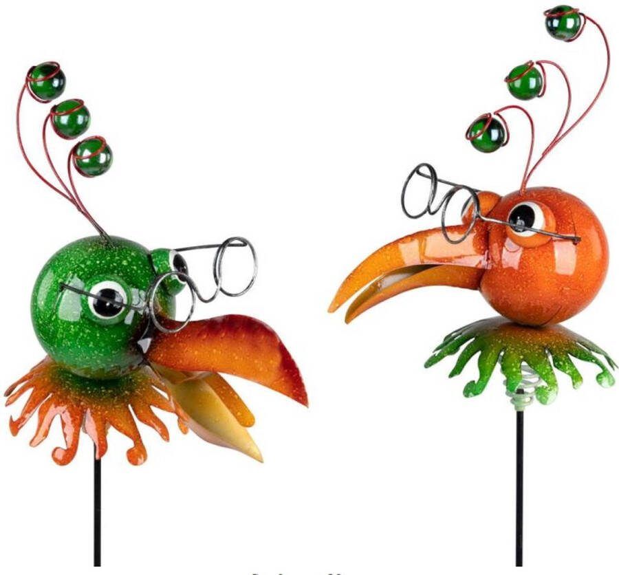 Rawa Geschenken Tuinsteker vreemde vogel metaal handgeschilderd 90 cm hoog 1 willekeurige