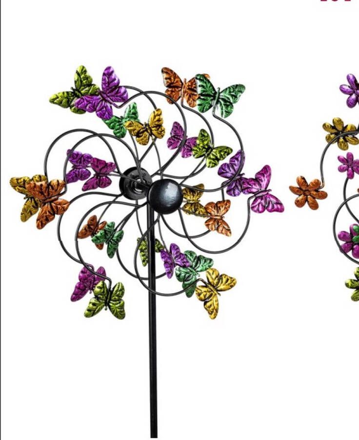 Rawa Geschenken Tuinsteker windmolen vlinder metaal 35x124 cm multi collor tuindecoratie
