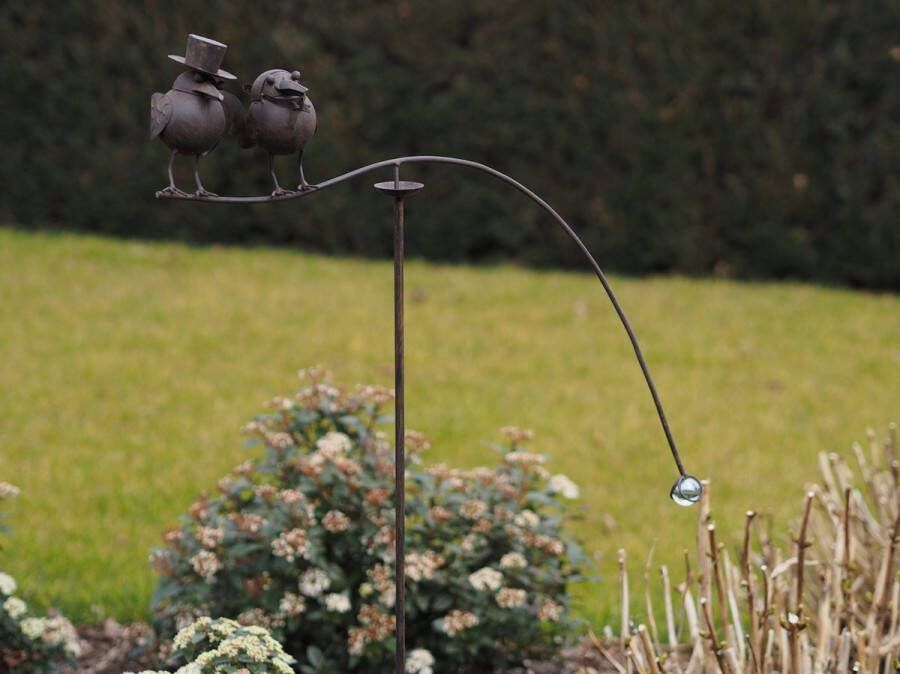 Rawa Love birds honymoon tuinsteker bewegend 15x65x115 cm kleur roest