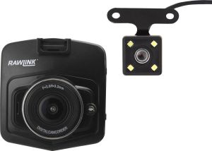 RawLink Dashcam voor auto FULL HD Met Waterdichte Achtercamera LCD Scherm Nachtvisie Groothoeklens Beeldstabilisatie