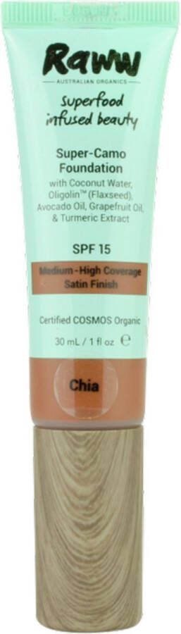 RAWW Cosmetics RAWW Superfood Camouflage Foundation SPF15 Chia 100% Natuurlijk Verzorgend Doordrenkt met superfoods Alle huidtypes Dierproefvrij