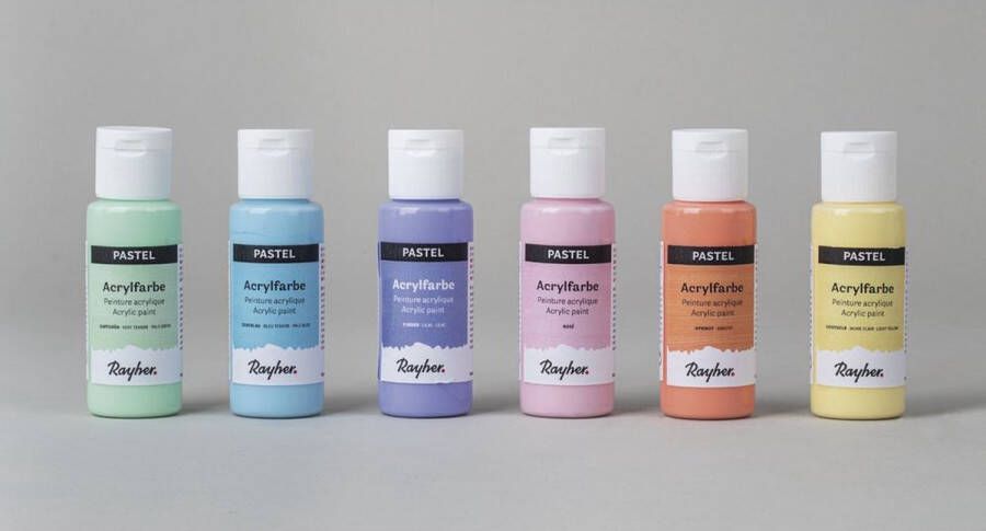 RAYHER Acrylverf neon metallic basisverfset 6 kleuren pastelverf set acrylverf van 60ml