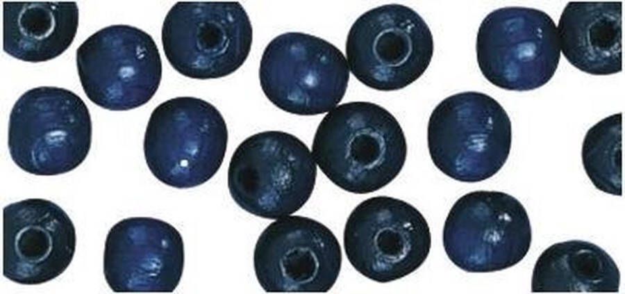 Rayher hobby materialen Donkerblauwe navy hobby kralen van hout 10mm 52 stuks DIY sieraden maken Kralen rijgen hobby materiaal