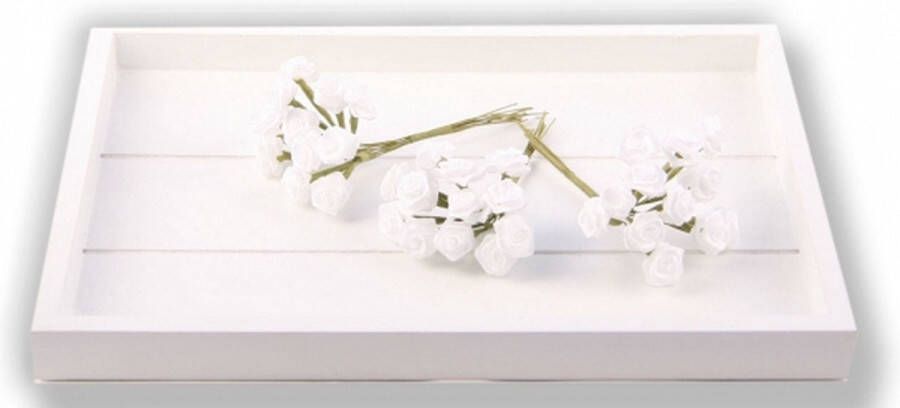 Rayher hobby materialen 12x stuks kleine witte roosjes van satijn 12 cm Hobby deco knutselen artikelen Bruiloft huwelijk versiering