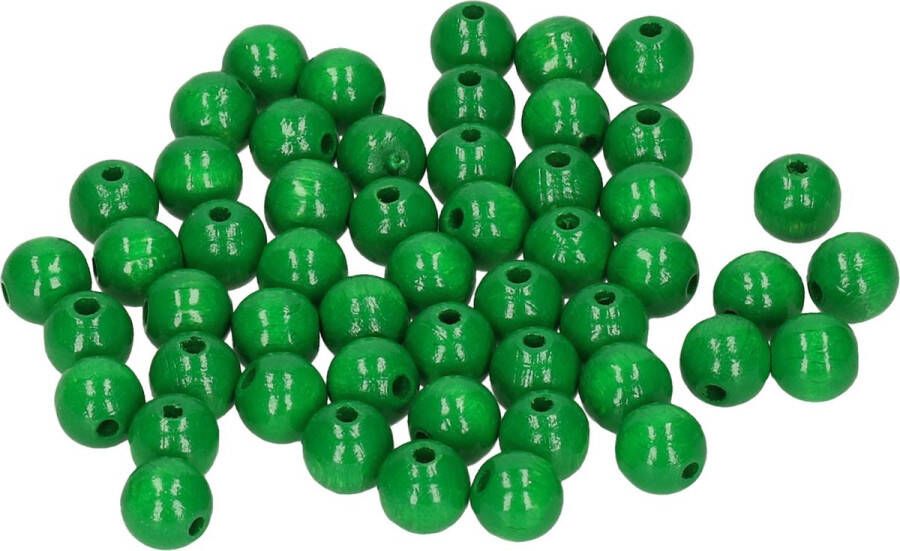 Rayher hobby materialen 156x stuks grasgroene houten kralen 10 mm Zelf sieraden maken Armbandjes en kettingen