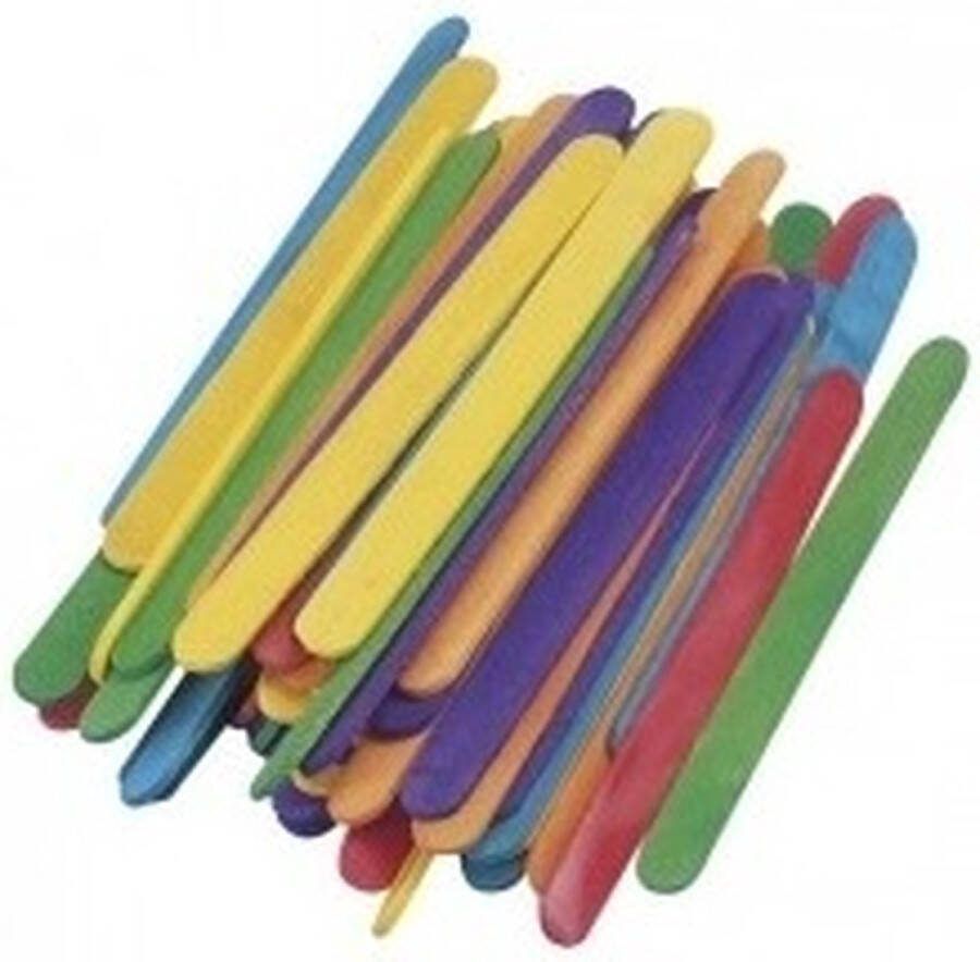 Rayher hobby materialen 288x gekleurde ijsstokjes knutselhoutjes 11 x 1 cm hobby knutsel houtjes artikelen