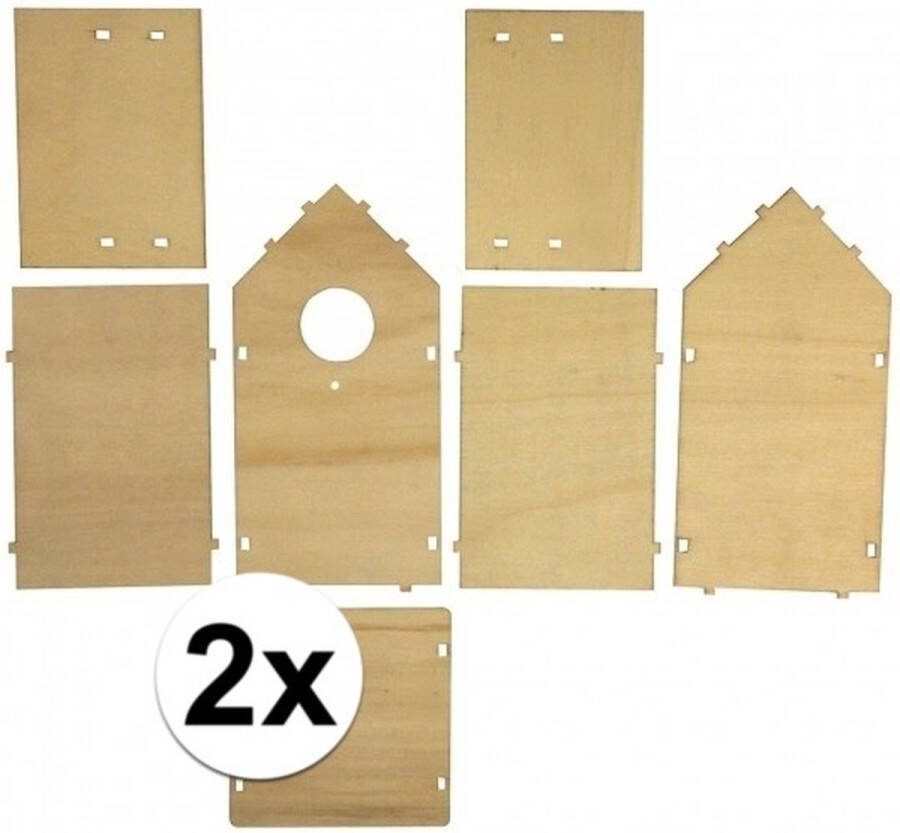 Rayher hobby materialen 2x stuks Vogelhuisjes om zelf te bouwen