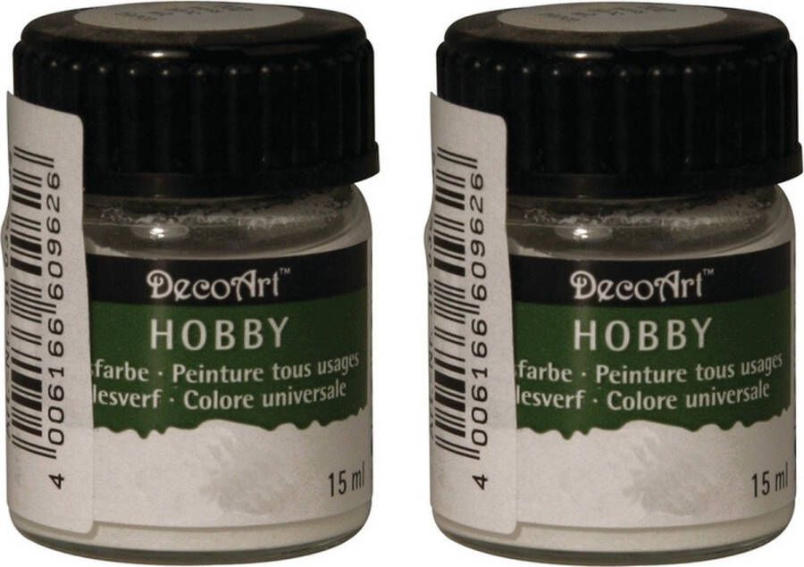 Rayher hobby materialen 2x Witte acrylverf allesverf potjes 15 ml hobby knutselmateriaal Allesverf Waterverdunbaar Geschikt voor bijna alle ondergronden Hobby schilder materiaal