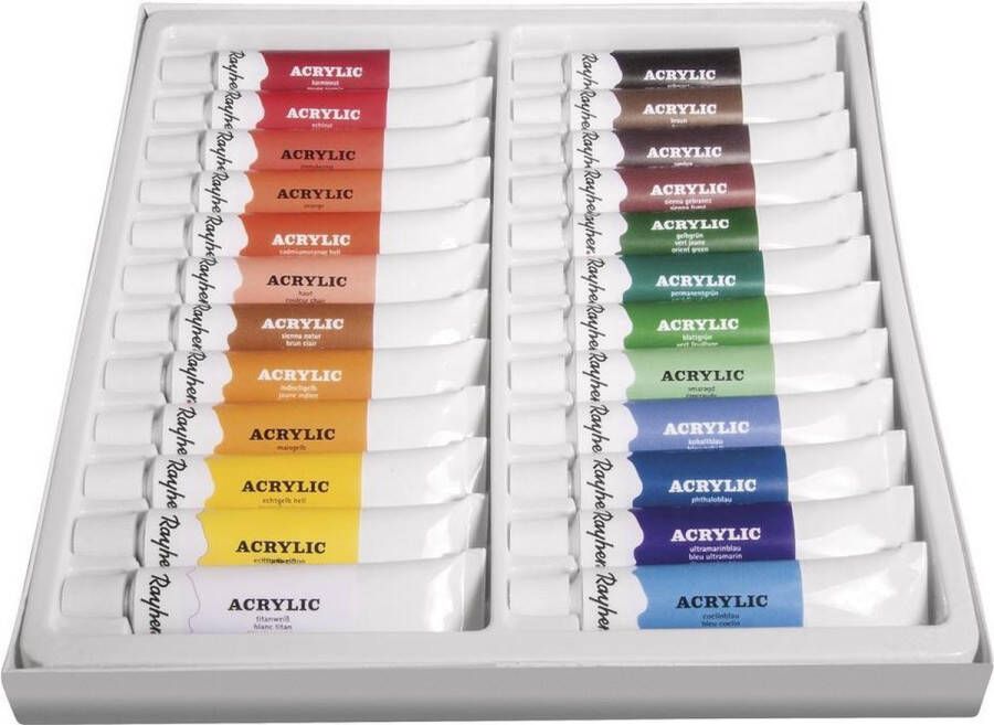 Rayher hobby materialen Acrylverf schilder set tubes 24 kleuren 12 ml
