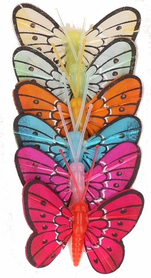 Rayher hobby materialen decoratie Vlinders 18x stuks op prikkers 5 cm dieren knutselen