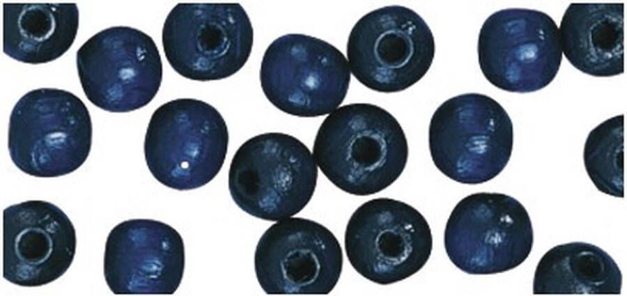 Rayher hobby materialen Donkerblauwe navy hobby kralen van hout 10mm 52 stuks DIY sieraden maken Kralen rijgen hobby materiaal