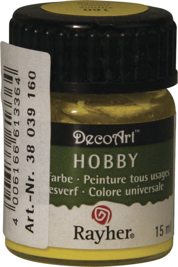 Rayher hobby materialen Gele acrylverf allesverf potje 15 ml hobby knutselmateriaal Allesverf Waterverdunbaar Geschikt voor bijna alle ondergronden Hobby schilder materiaal