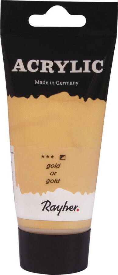 Rayher hobby materialen Gouden acrylverf hobbyverf op waterbasis 75 ml Schilderen knutselen Voor kinderen en volwassenen