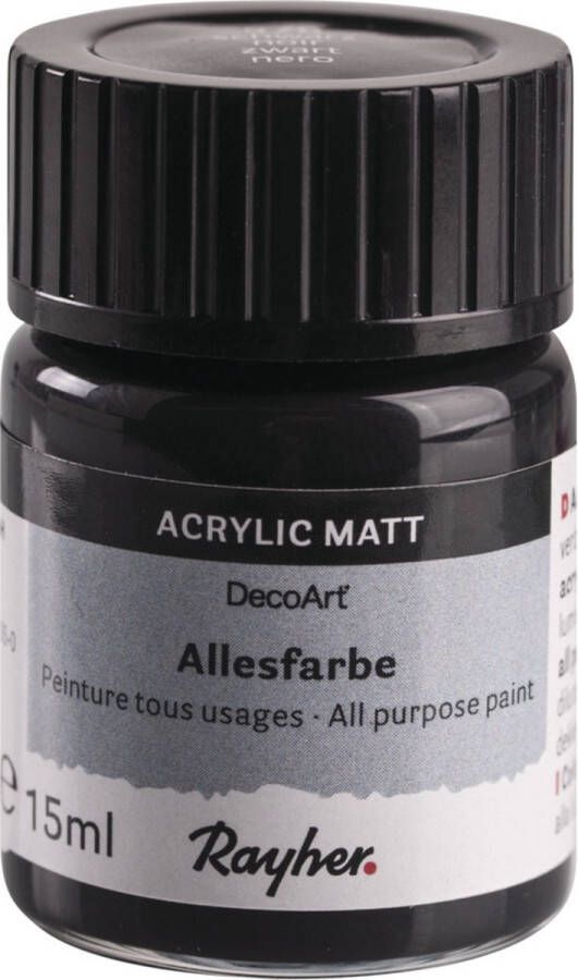 Rayher Hobby Acrylverf hobbyverf zwart 15 ml hobby materiaal Hobbyverf