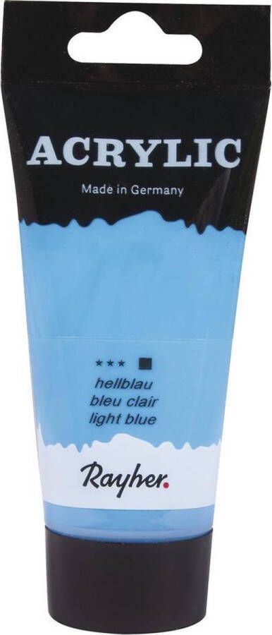 Rayher hobby materialen Lichtblauwe acrylverf hobbyverf op waterbasis 75 ml Schilderen knutselen Voor kinderen en volwassenen
