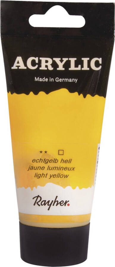 Rayher hobby materialen Lichtgele acrylverf hobbyverf op waterbasis 75 ml Schilderen knutselen Voor kinderen en volwassenen