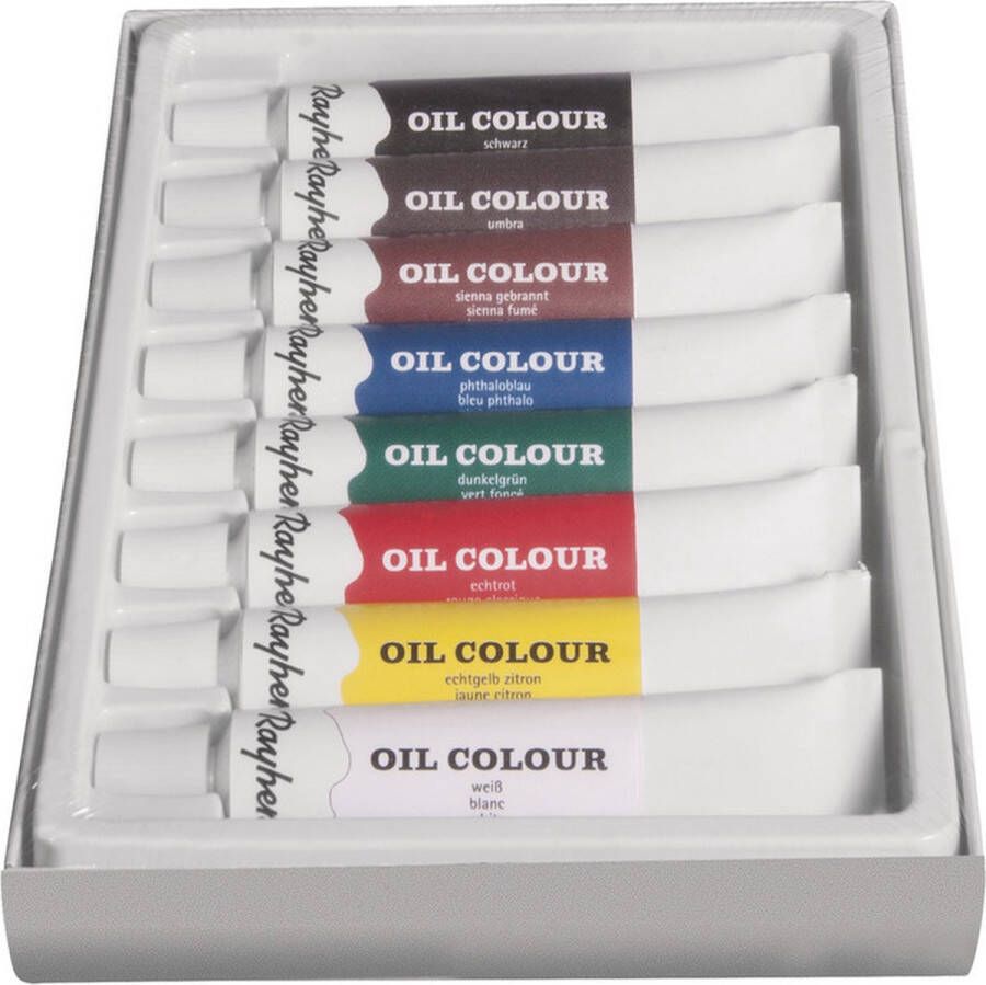 Rayher hobby materialen Olieverf schilder setje 8 kleuren tubes 12 ml Hobby knutselmateriaal creatief