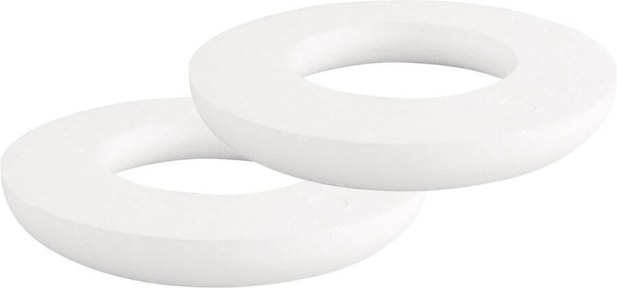 Rayher hobby materialen Rayher Piepschuim vorm figuur vlakke platte ring 2x wit Dia 25 cm Hobby materialen Styrofor knutselen