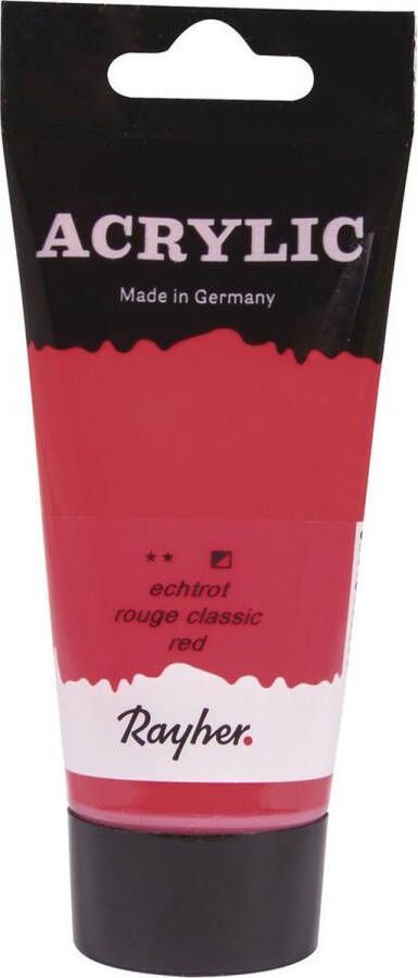 Rayher hobby materialen Rode acrylverf hobbyverf op waterbasis 75 ml Schilderen knutselen Voor kinderen en volwassenen