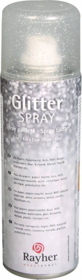 Rayher Hobby Glitter spray met zilveren fijne glitters Hobbyverf