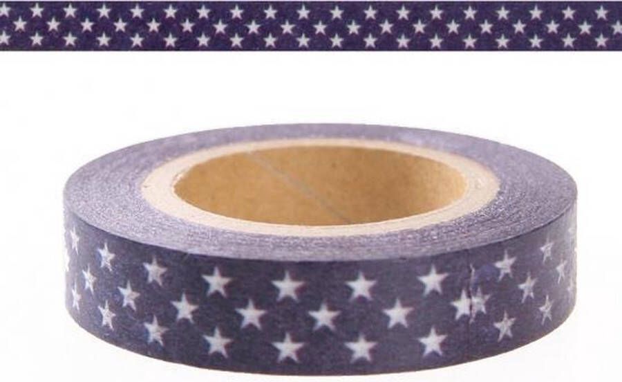 Rayher hobby materialen Washi tape blauw met sterren
