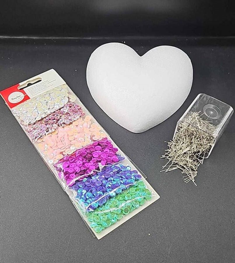 Rayher Hobby Piepschuim hartje ( 15 cm ) voor te pailletten volledig pakket