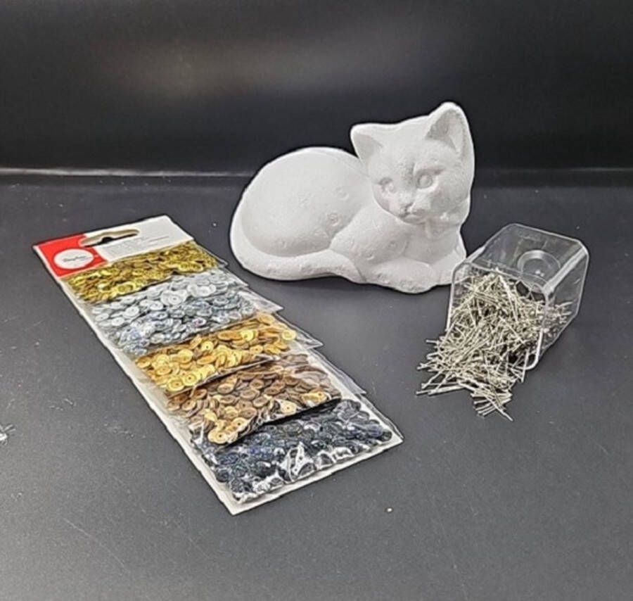 Rayher Hobby Piepschuim poes kat voor te pailletten volledig pakket