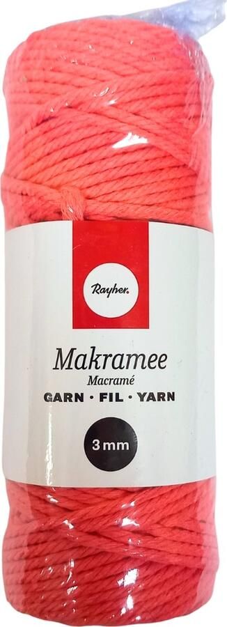 RAYHER Macramé koord 3 mm Makramee garen Koraal rood