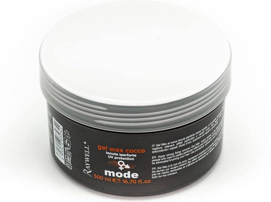Raywell Mode Haargel Wax Coco Voor alle haarsoorten Supersterke grip Glanzend haareffect 500 ml