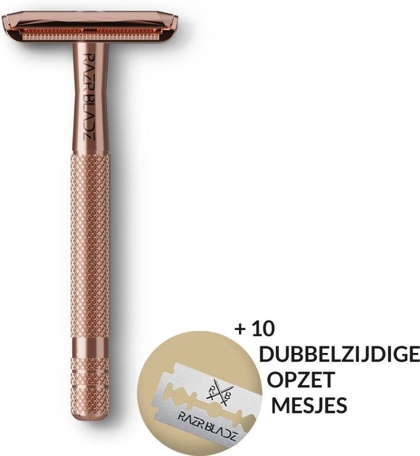 RazrBladz One Blade Scheermes Rosé Gold Colour 1 Handvat 1 Houder 20 Scheermesjes One Blade Mesjes Double Edge Scheermesjes Mannen Scheermesjes Vrouw