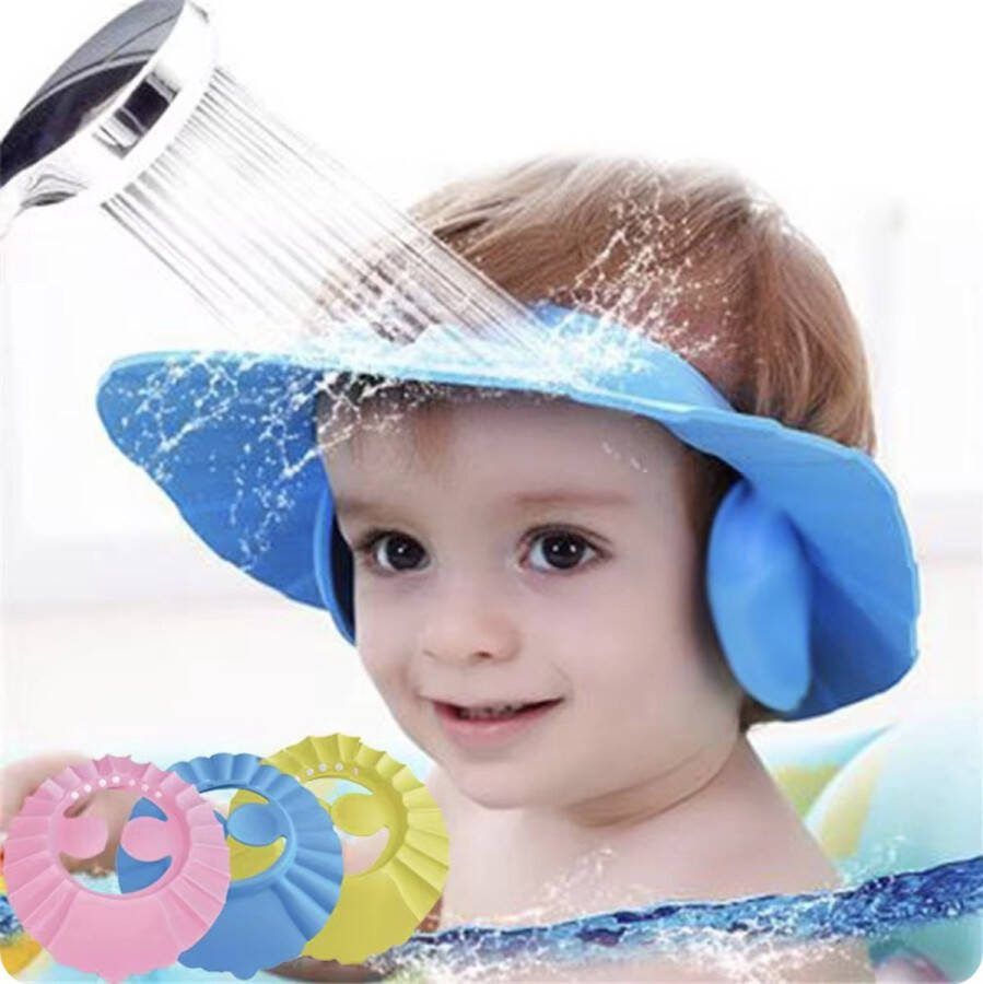 RB Shop Douchekap voor Baby's Roze Inclusief Oorbescherming Waterkap Water Hoed Droog Gezicht Tijdens Douchen Badmuts voor Baby's Badkap Douchemuts Verstelbaar Waterdichte Oor & Oog Bescherming Showercap Zacht & Flexibel