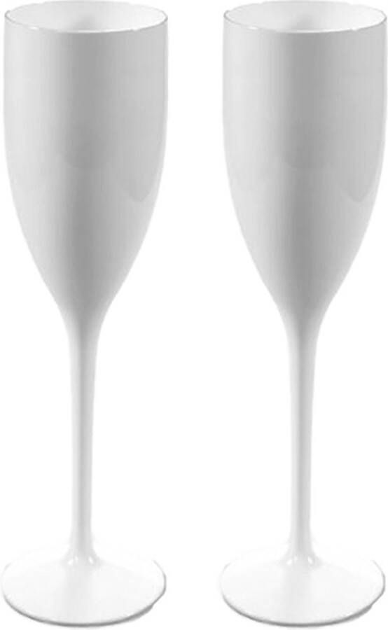 RBDINKS RBDRINKS Champagneglazen Plastic Kunststof Champagneglazen Kunststof Glazen Plastic Glazen 15cl Wit 2 Stuks