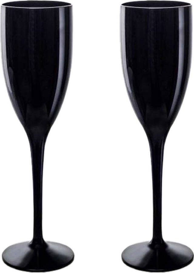 RBDINKS RBDRINKS Champagneglazen Plastic Kunststof Champagneglazen Kunststof Glazen Plastic Glazen 15cl Zwart 2 Stuks