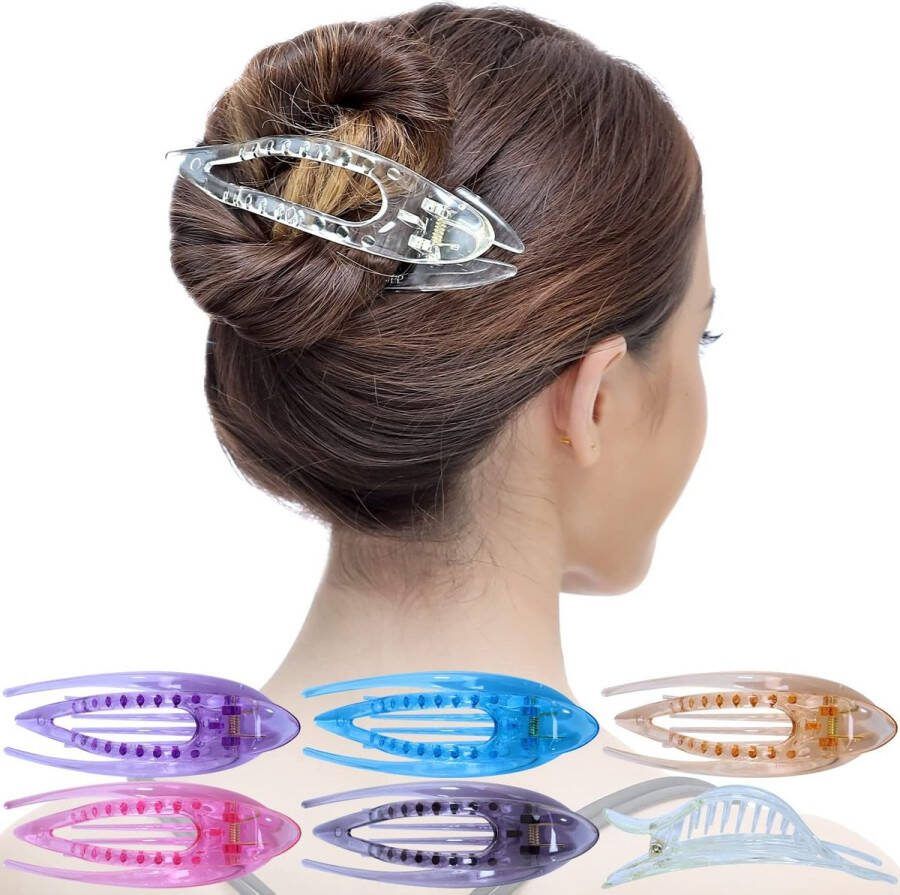 RC Roche ORNAMENT 6 Stks Womens Franse Concord Gebogen Haar Clip Geen Slip Sterke Grip Comfortabele Hold Meisjes Dames Schoonheid Accessoire Pin Tanden Klem Kleine Transparante Multicolor